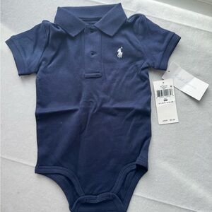 Ralph Lauren Dark Blue Baby Polo Onesie